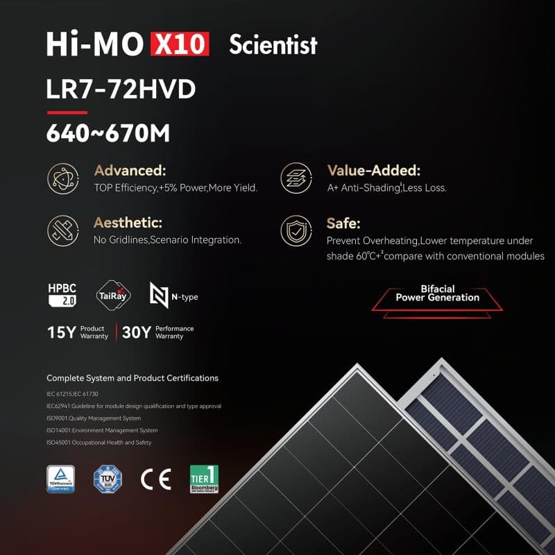 LONGi Hi-MO X10 Scientist LR8-66HVD photovoltaic module